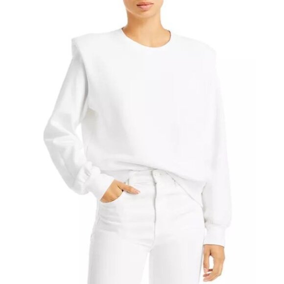 Sundry White Paded Crewneck Sweatshirt Size 2 Womens - Picture 1 of 7
